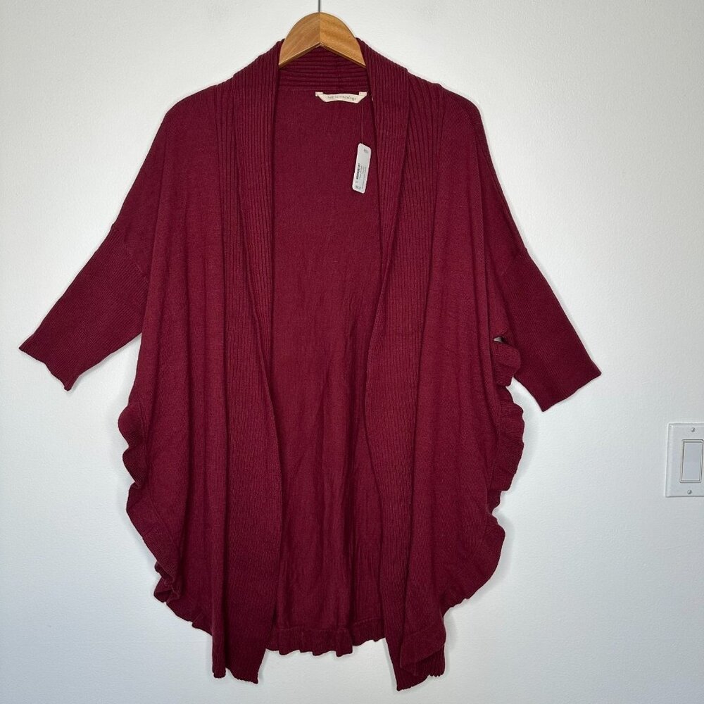 Soft‎ Surroundings Draped Ruffle Cardigan L/XL Cabernet Red